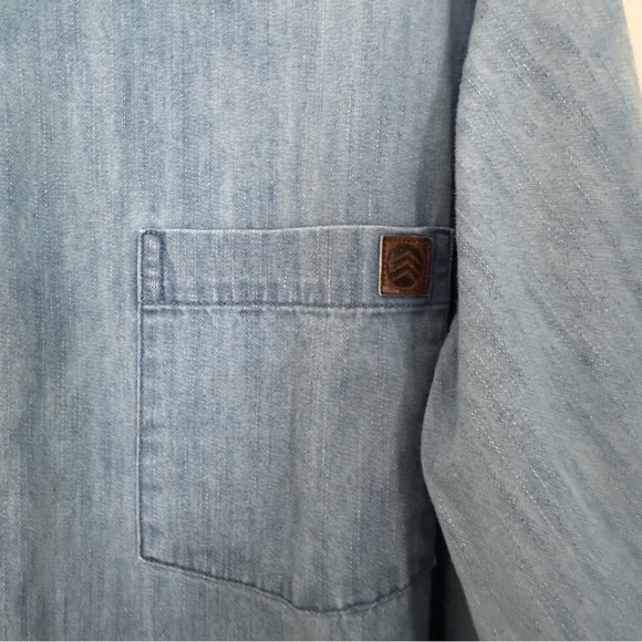 Solaris Shirt Denim Button Down Blue Workwear Cotton Front Pocket Size 2XB - Picture 5 of 13